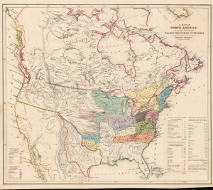 1844 Bowden Quaker Map of North America w/ American Indian Nations