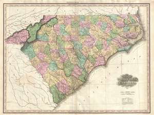 1825 Tanner Map of North Carolina and South Carolina