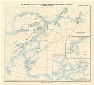 1893 Royal Geographical Map of North Greenland and the 1891 Peary Expedition