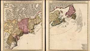 1696 Visscher Map of the American East Coast from the Carolinas to Labrador