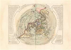 1781 Buache de Neuville Map of the World on Polar Projection (Arctic)
