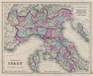 1855 Colton Map of Northern Italy