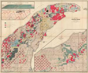 1905 Edwards Map of Michigan Northern Peninsula Copper Mines w/manuscript