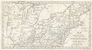 1802 Bradley Map of the Northern United States and Northwest Ordinance