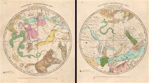 1835 Burritt/Huntington Map of the Constellations of the Hemispheres (2 Maps)