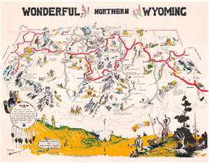 1958 Hopkinson Pictorial Map of Northern Wyoming