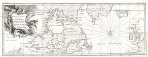 1749 Henry Ellis / Lattré Map of Efforts to Discover a Northwest Passage