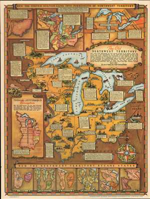 1937 WPA Fred Rentschler Pictorial Map of the Northwest Territory (Ohio, Illinois, Michigan, etc)