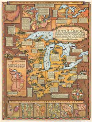 1937 WPA Pictorial Map of the Northwest Territory (Ohio, Illinois, Michigan, etc.)