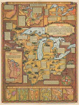 1937 WPA Pictorial Map of the Northwest Territory (Ohio, Illinois, Michigan, etc.)