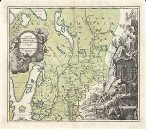 1729 Homann Map of Akershus, (near Oslo), Norway