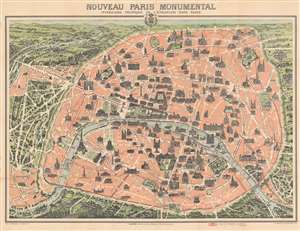 1903 Garnier Pictorial Pocket Plan or Map of Paris, France (Eiffel Tower)