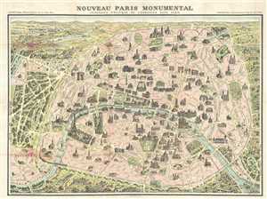 1900 Garnier Pocket Map or Plan of Paris, France