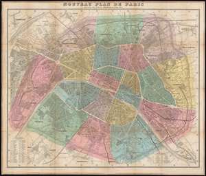 1870 Vuillemin Map or City Plan of Paris, France