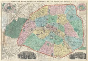 1883 Vuillemin Map or City Plan of Paris, France