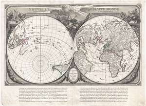1784 Santini Map of the World on a Dual Polar Projection