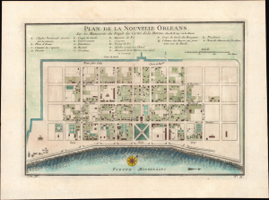 1744 Bellin Map or Plan of New Orleans, Louisiana
