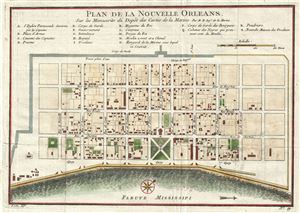 1744 Bellin Map of New Orleans, Louisiana
