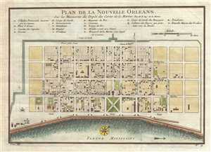 1744 Bellin Map or Plan of New Orleans, Louisiana
