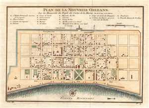 1744 Bellin Map or Plan of New Orleans, Louisiana