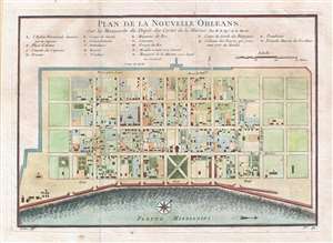 1744 Bellin Map or Plan of New Orleans, Louisiana