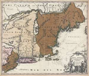 1716 Homann Map of New York and New England