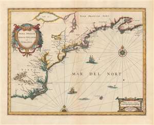 1636 Jansson Map of New York, Virginia, and New England
