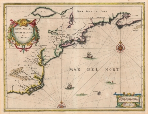 1636 Jansson Map of New York, Virginia, and New England