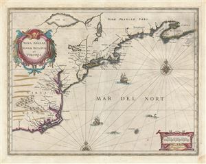 1636 Jansson Map of New York, Virginia, and New England