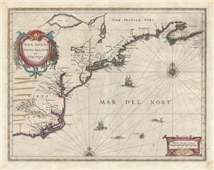 1636 Jansson Map of New York, Virginia, and New England