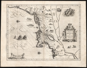 1634 Blaeu Map of New England and the New Netherlands: First Edition!