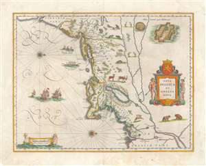 1640 Blaeu Map of New England and the New Netherlands