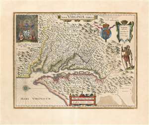 1640 Blaeu Map of Virginia and the Chesapeake (Hondius / Smith)