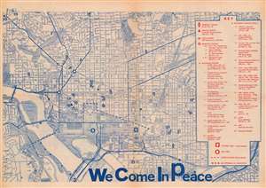 1969 National Mobilization March Anti-Vietnam War Map of Washington, D.C.