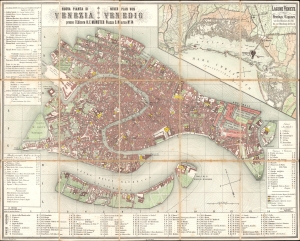 1858 H.F. Münster City Plan or Map of Venice, Italy