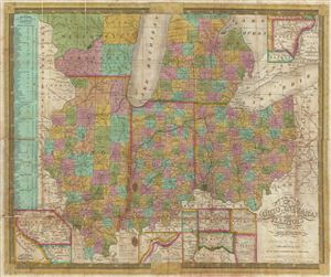 1839 Mitchell Pocket Map of Ohio, Indiana, Illinois and Michigan