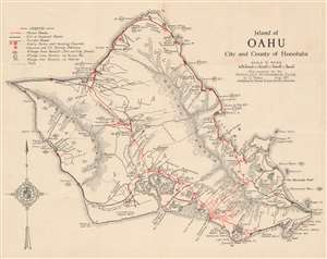1921 Matsu Road Map of Oahu, Hawaii