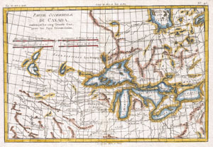 1780 Raynal and Bonne Map of Great Lakes and Upper Mississippi