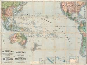 1888 Dosseray Map of the Pacific Ocean and Oceania
