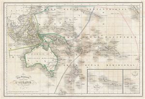 1850 Delamarche Map of Australia and Polynesia