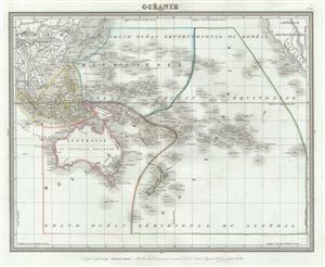 1874 Tardieu Map of Australia and the Pacific Ocean