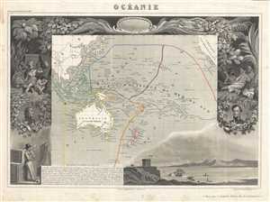 1852 Levasseur Map of Australia and Polynesia (Oceanie)