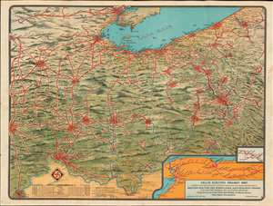 1907 Dell's Electric Railway Map of Ohio, Pennsylvania, and Indiana