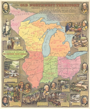 1936 William Mark Young Pictorial Map of Illinois, Ohio, Indiana, Michigan, and Wisconsin