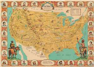 1950 Dowie Pictorial Map of the United States and its Pioneer History