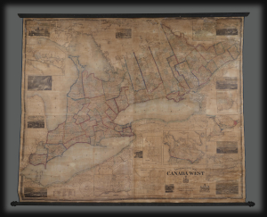 1862 Tackabury / Walling Wall Map of Ontario (Canada West)