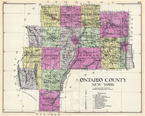 1912 Century Map of Ontario County, New York