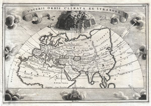 1700 Cellarius Map of Asia, Europe and Africa according to Strabo