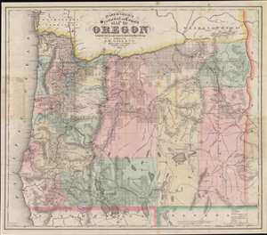 1874 Habersham Map of Oregon w/ Swamp Lands Act Manuscript