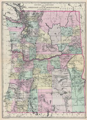 1887 Bradley Map of Oregon and Washington